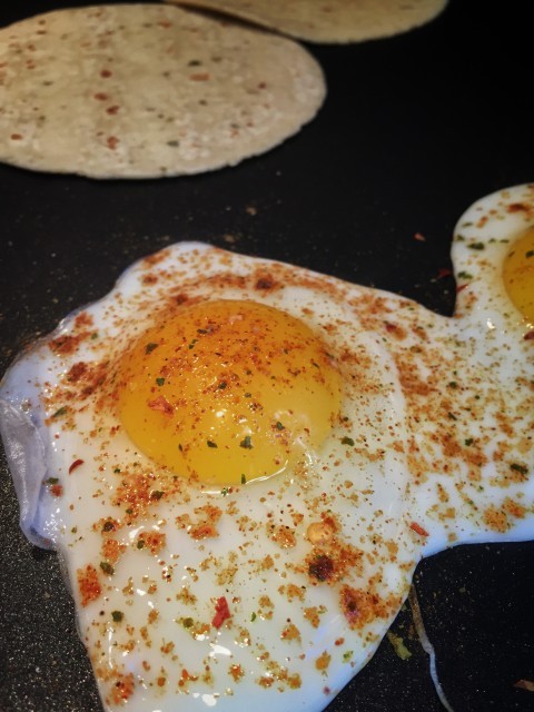 Eggs with taco spices.