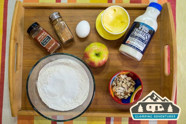 Ingredients for apple cinnamon pancakes.